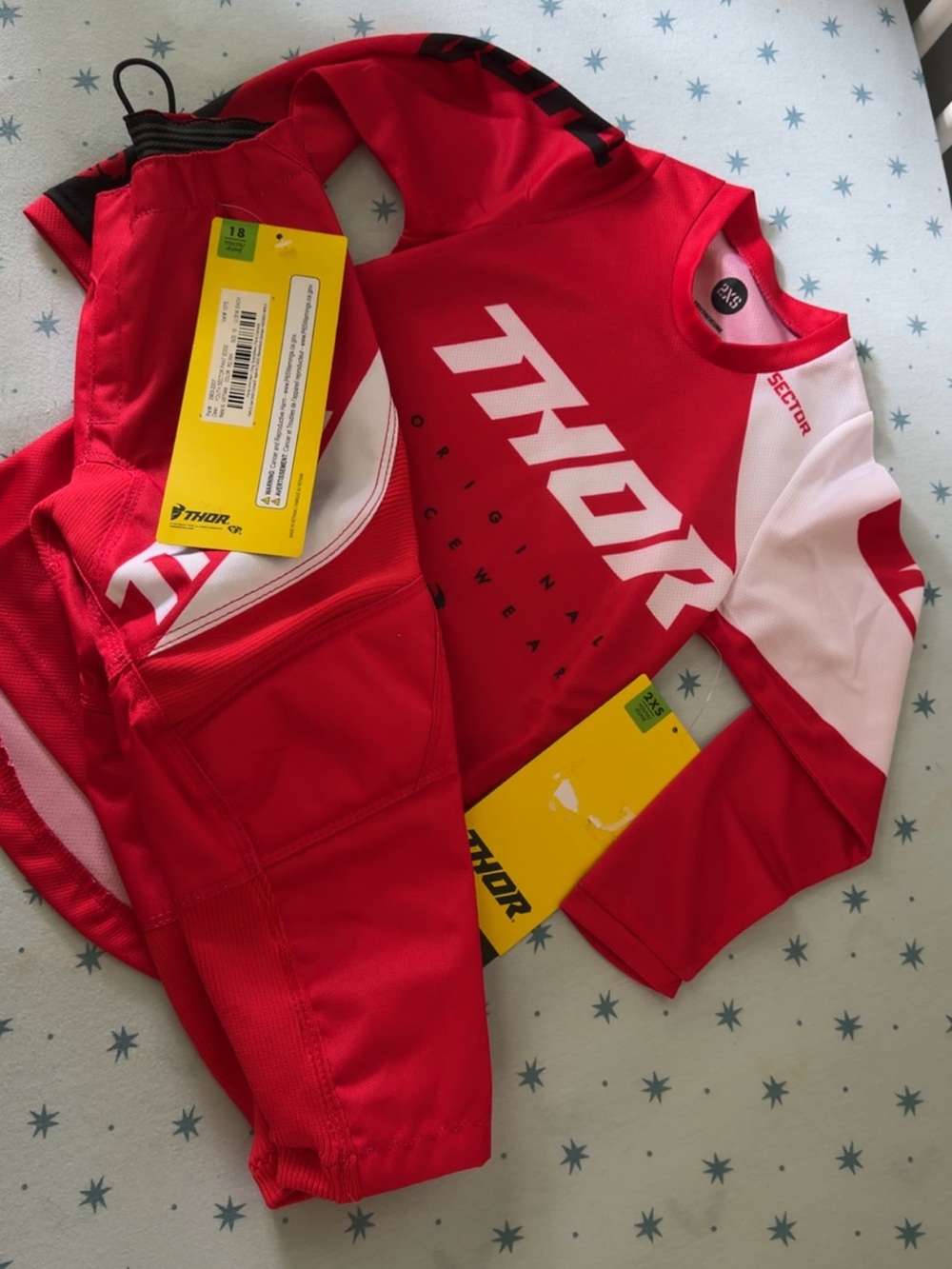thor Red and White Kids Motocross Jersey & Pants Set